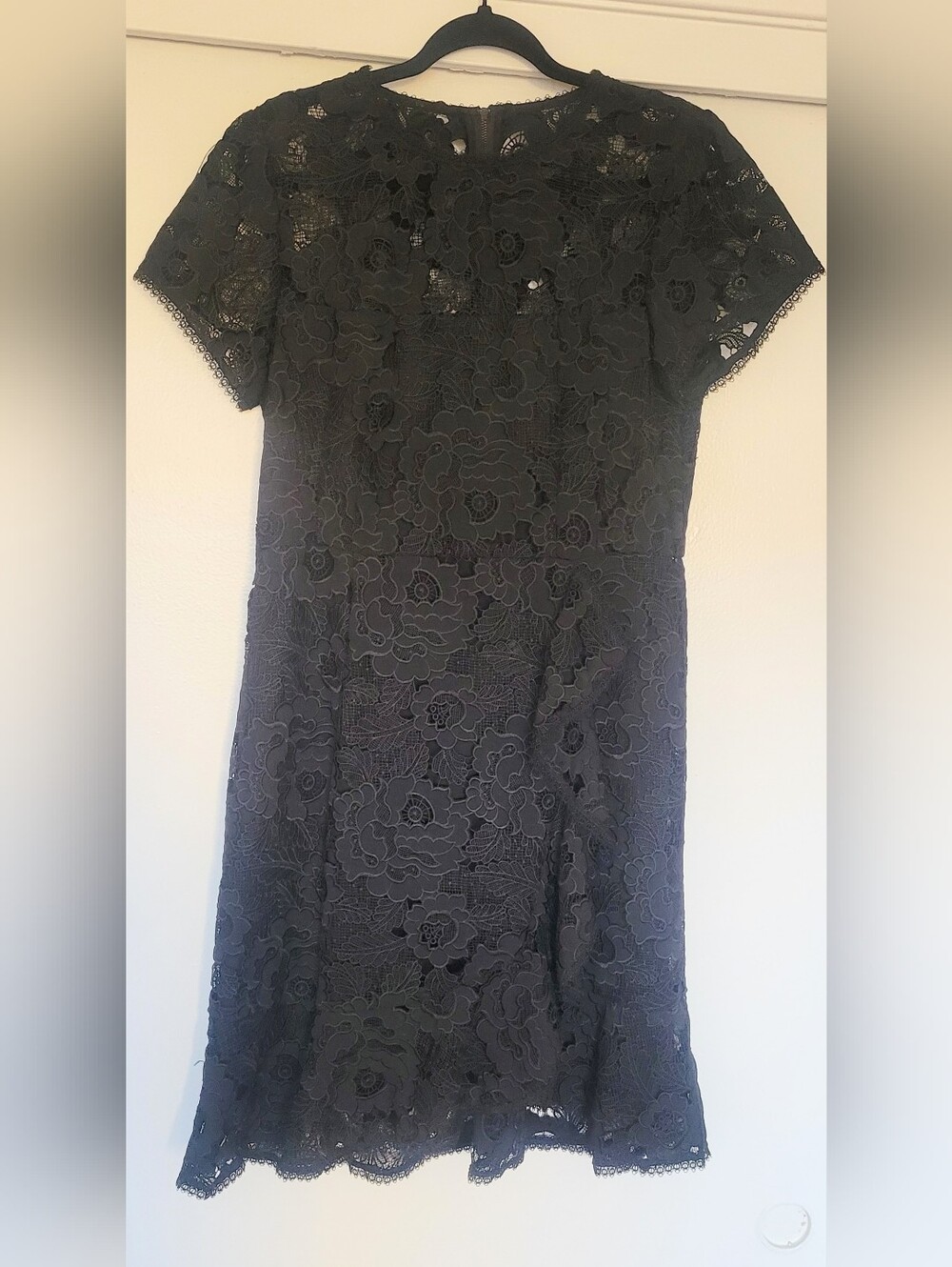 Nanette Lepore Black Lace Fit & Flare Dress Size 10 Floral Overlay Cocktail